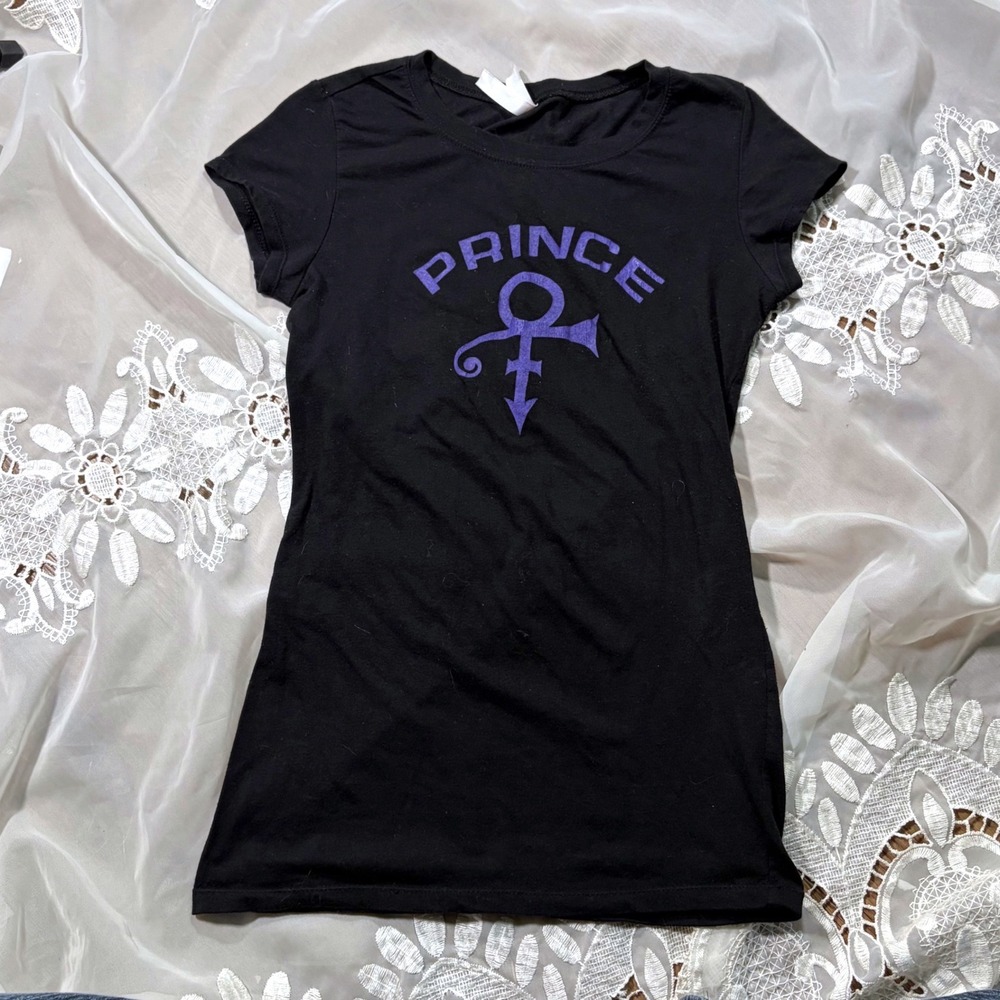 Y2K Baby Tee Eevee Prince Graphic T-Shirt Black Purple Slim Fit Baby Tee Small